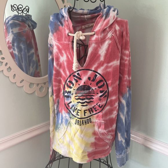 Ron Jon Surf Shop Hoodie Womens Medium Tie Dye ORLANDO Super Soft - Picture 1 of 5